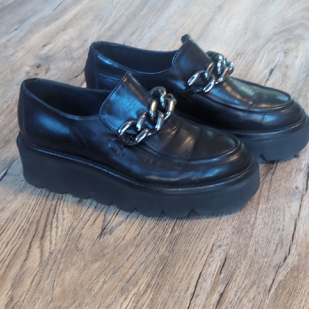 Homers Artisan Black Leather Platform Loafers